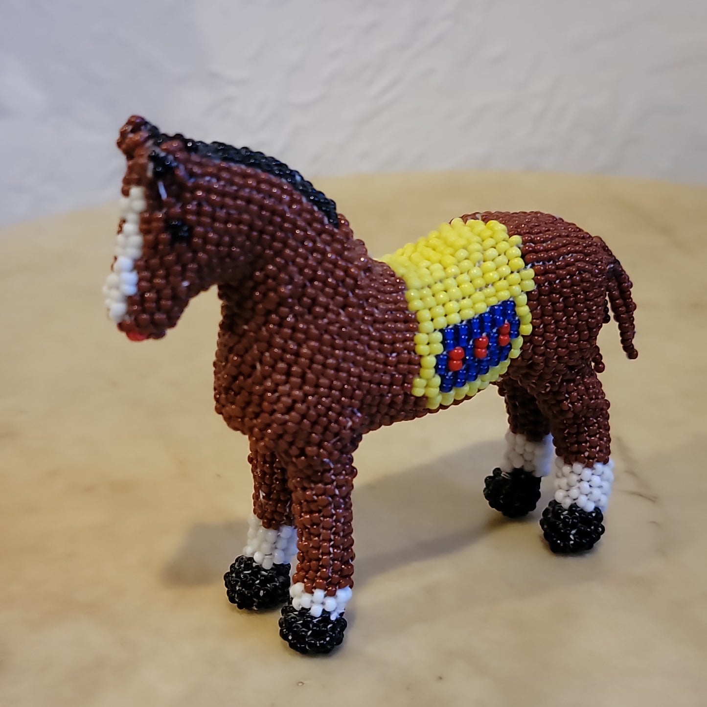 Jeanne Melikan Zuni Fully Beaded Horse w/Saddle Blanket Indian Beadwork