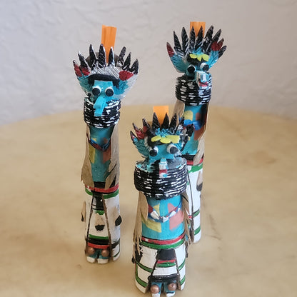 Zuni Shalako Kachina Carvings (set of three) Zuni Fetishes/Kachinas