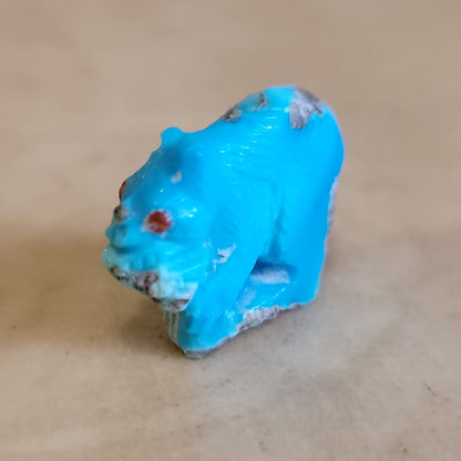 Mini Turquoise Bear w/ Fish Zuni Fetish