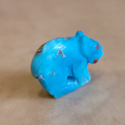 Mini Turquoise Bear w/ Fish Zuni Fetish