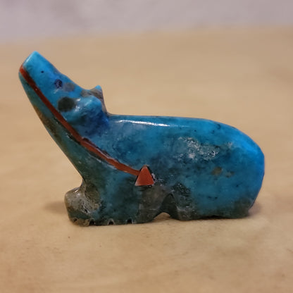 Turquoise Gazing Bear Zuni Fetish