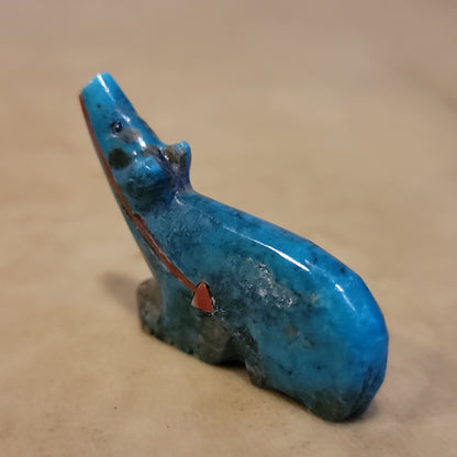 Turquoise Gazing Bear Zuni Fetish