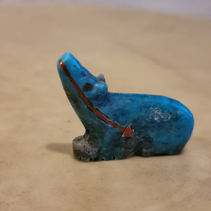 Turquoise Gazing Bear Zuni Fetish