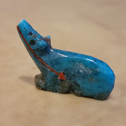 Turquoise Gazing Bear Zuni Fetish