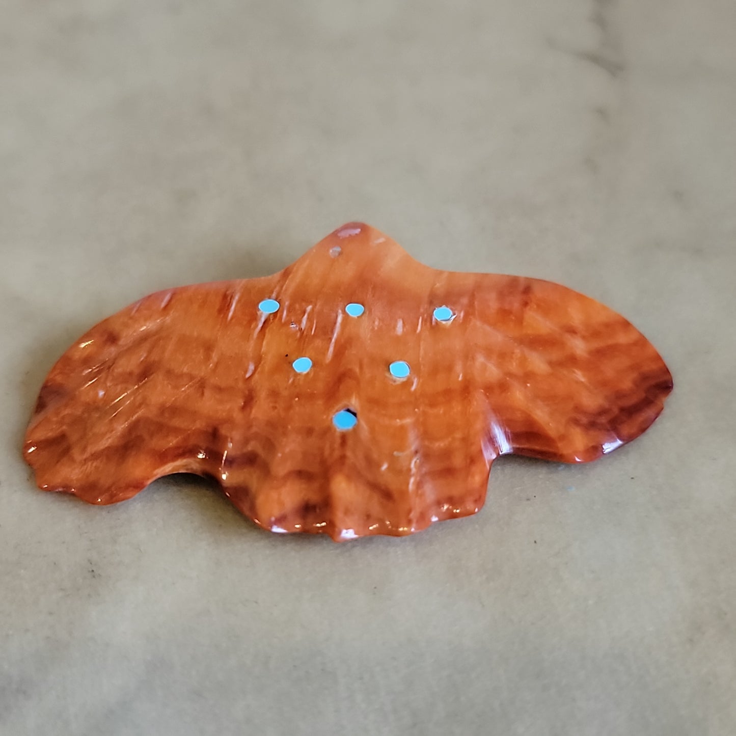 Daphne Quam Orange Spiny Oyster Shell Eagle Zuni Fetish