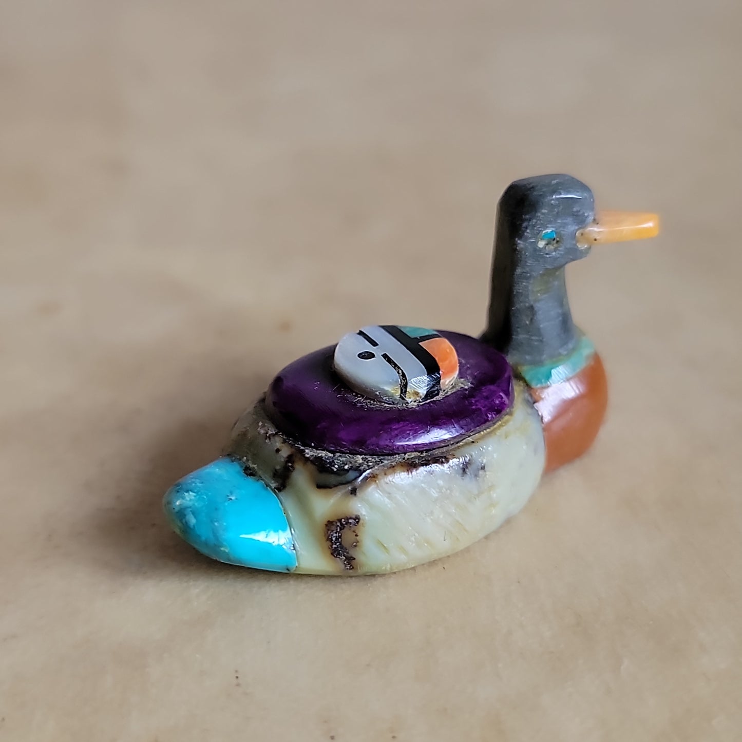 Darren Boone Multi Stone and Shell Zuni Fetish Duck