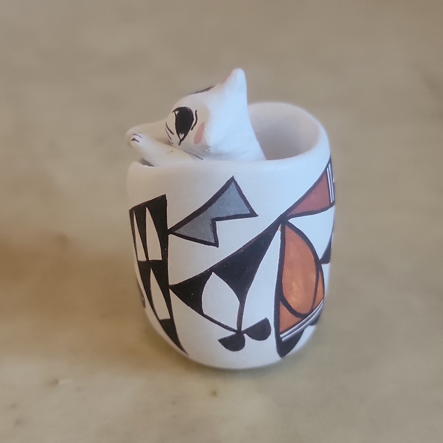 Judy Lewis Sweet Kitty Hiding in Acoma Pueblo Pottery