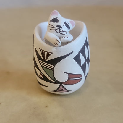 Judy Lewis Sweet Kitty Hiding in Acoma Pueblo Pottery