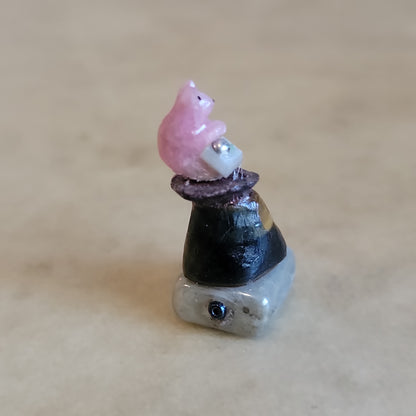 Miniature Pink Rose Quartz Bear  Zuni Fetish