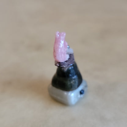 Miniature Pink Rose Quartz Bear  Zuni Fetish