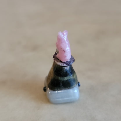 Miniature Pink Rose Quartz Bear  Zuni Fetish