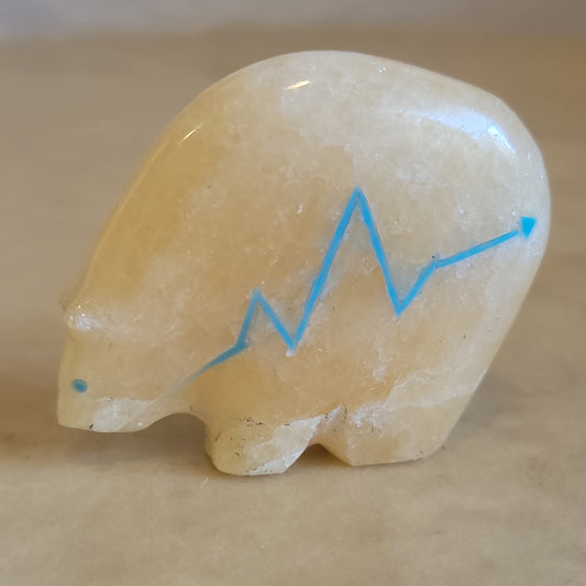 Stewart Quandelacy Calcite Zuni Fetish Medicine Bear