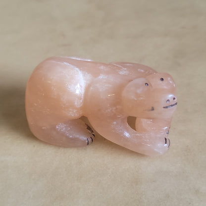 Alabaster Zuni Bear W/Bowl Fetish Bear