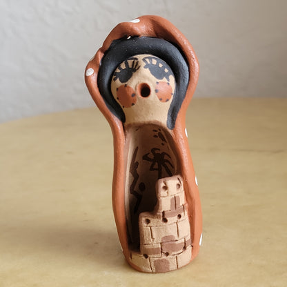 Felicia Fragua Unique Jemez Maiden Figurine W/ Pueblo  Indian Pottery