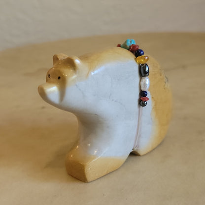 Cheryl Beyuka Travertine Medicine Bear Zuni Fetish