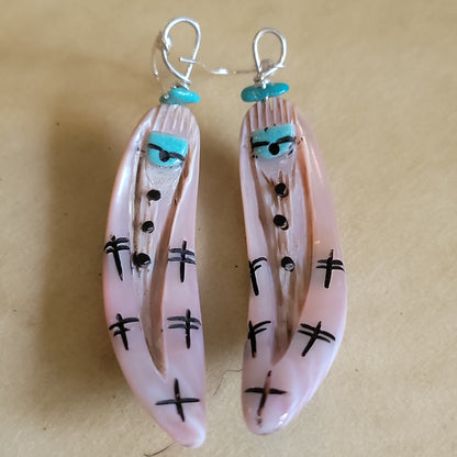 Double Sided Zuni Maiden/Mosaic Earrings Indian Jewelry