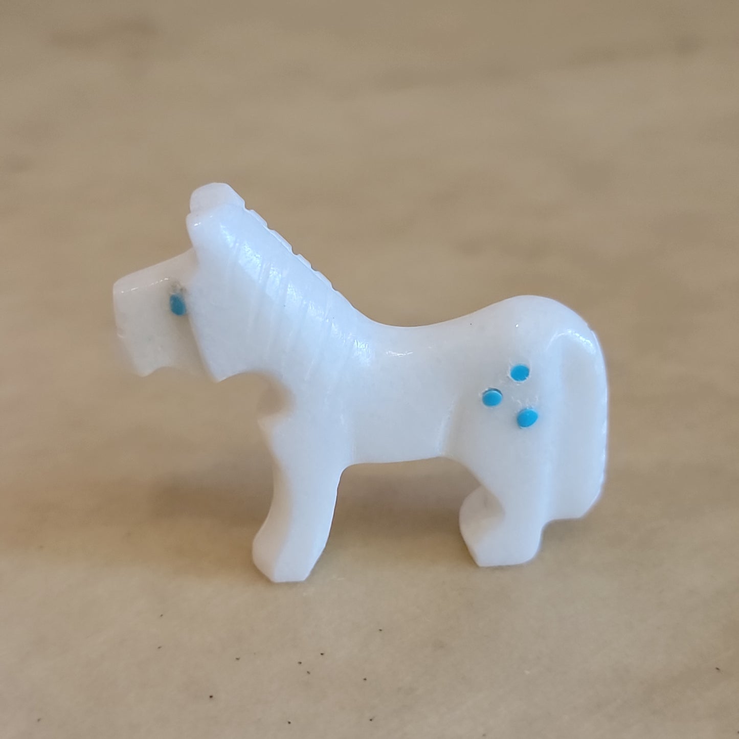 Todd Etsate White Marble Healing Horse Zuni Fetish