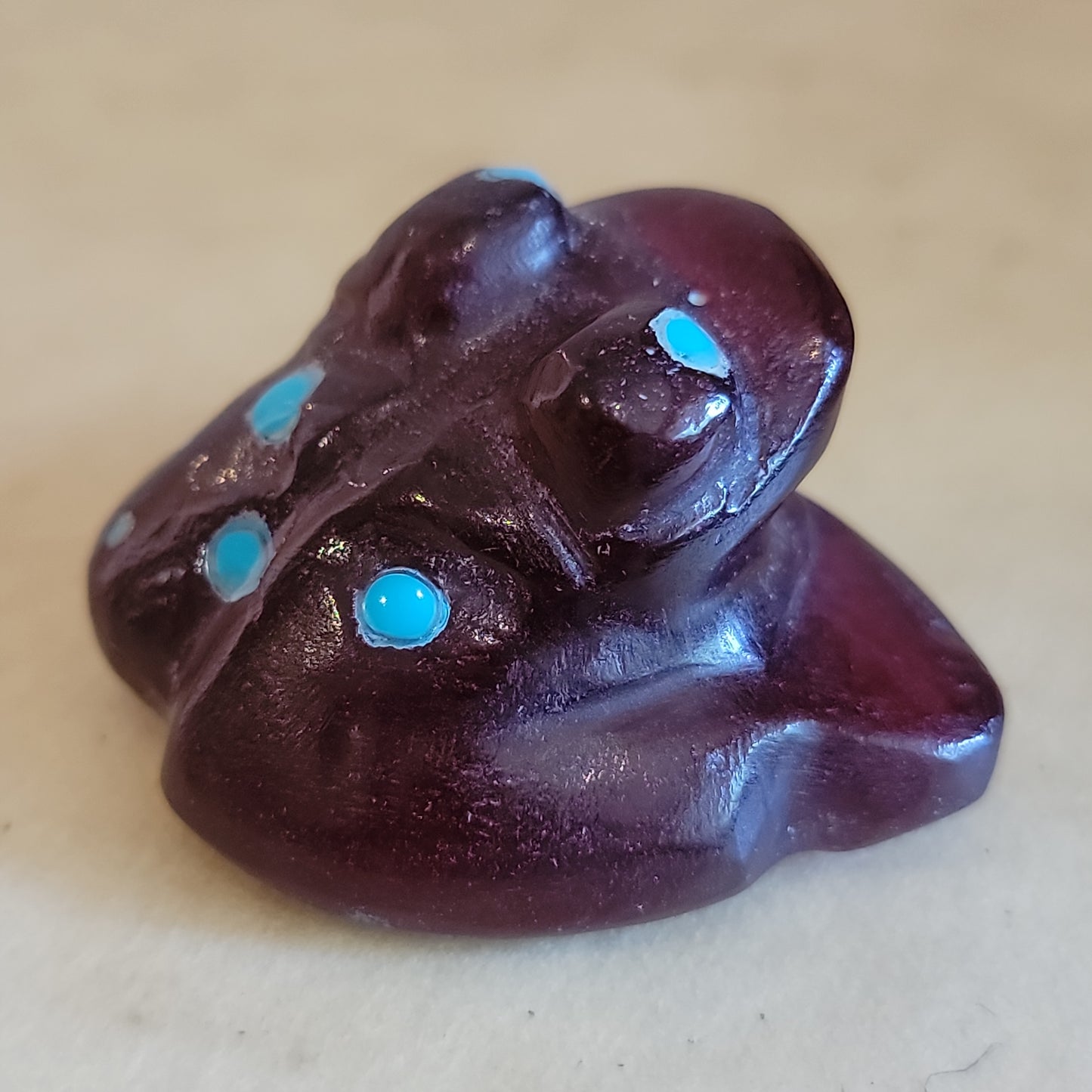 Jerrold Lahaleon Slag Glass Frog Zuni Fetish