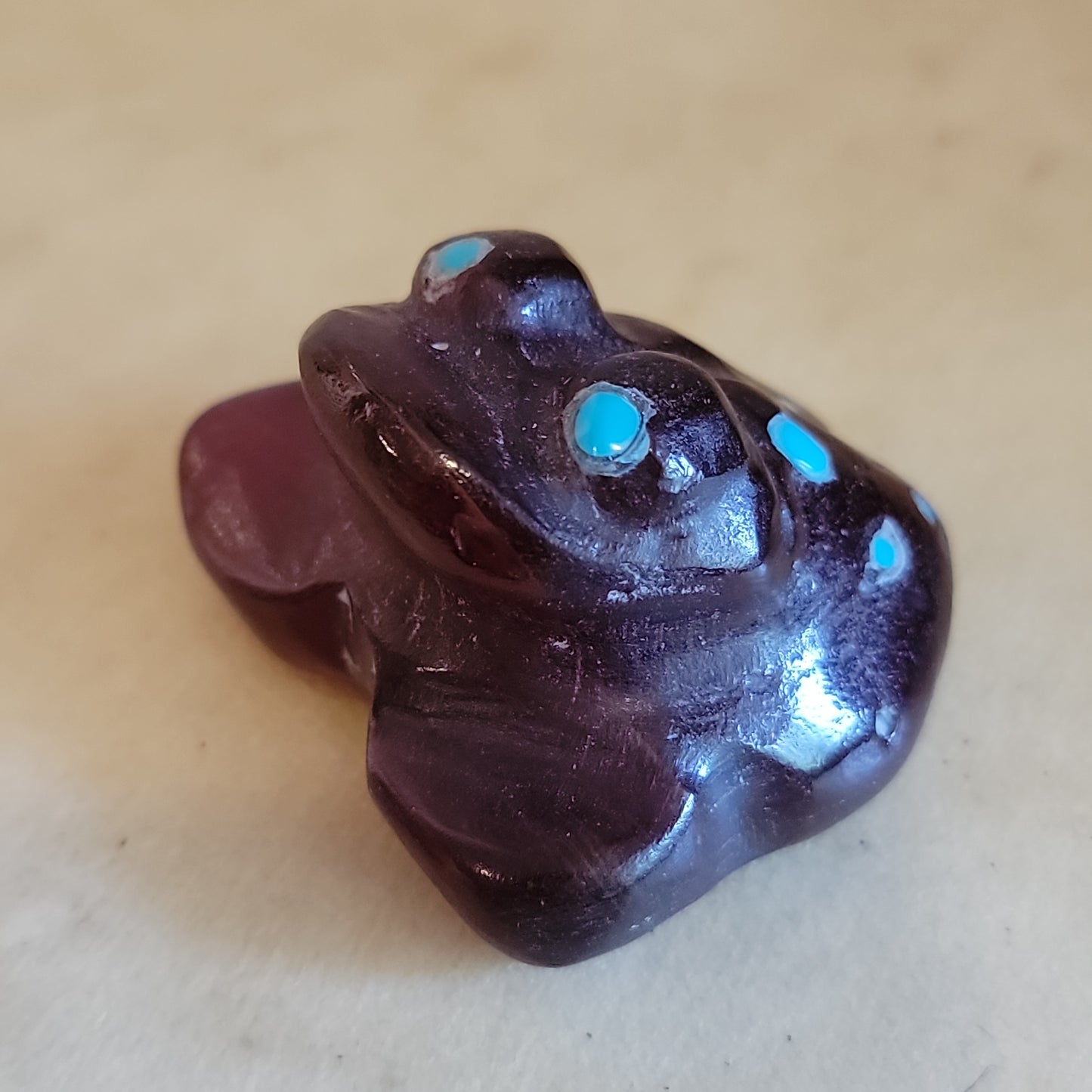 Jerrold Lahaleon Slag Glass Frog Zuni Fetish