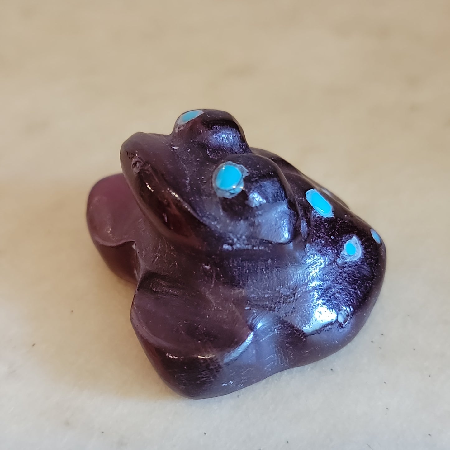 Jerrold Lahaleon Slag Glass Frog Zuni Fetish