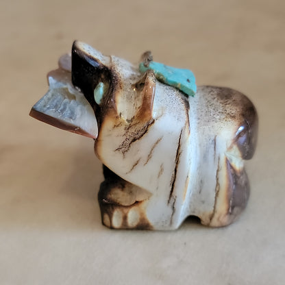 Chubby Antler Bear w/Fish Zuni Fetish