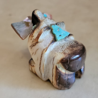 Chubby Antler Bear w/Fish Zuni Fetish