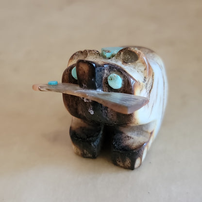 Chubby Antler Bear w/Fish Zuni Fetish