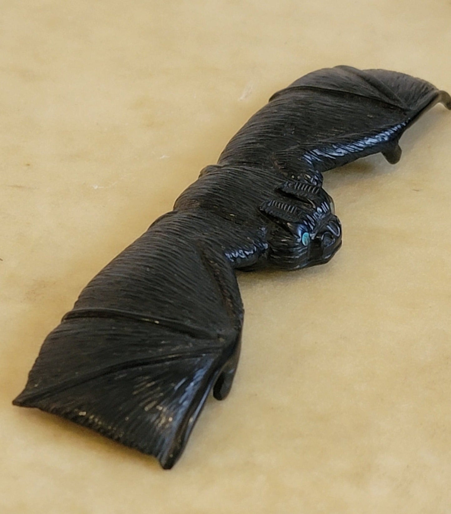 brian yatsattie zuni fetish jet large bat