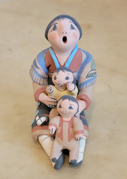 Mary Lucero Jemez Storyteller w/ 2 Children and Soccer Ball Pueblo Pottery