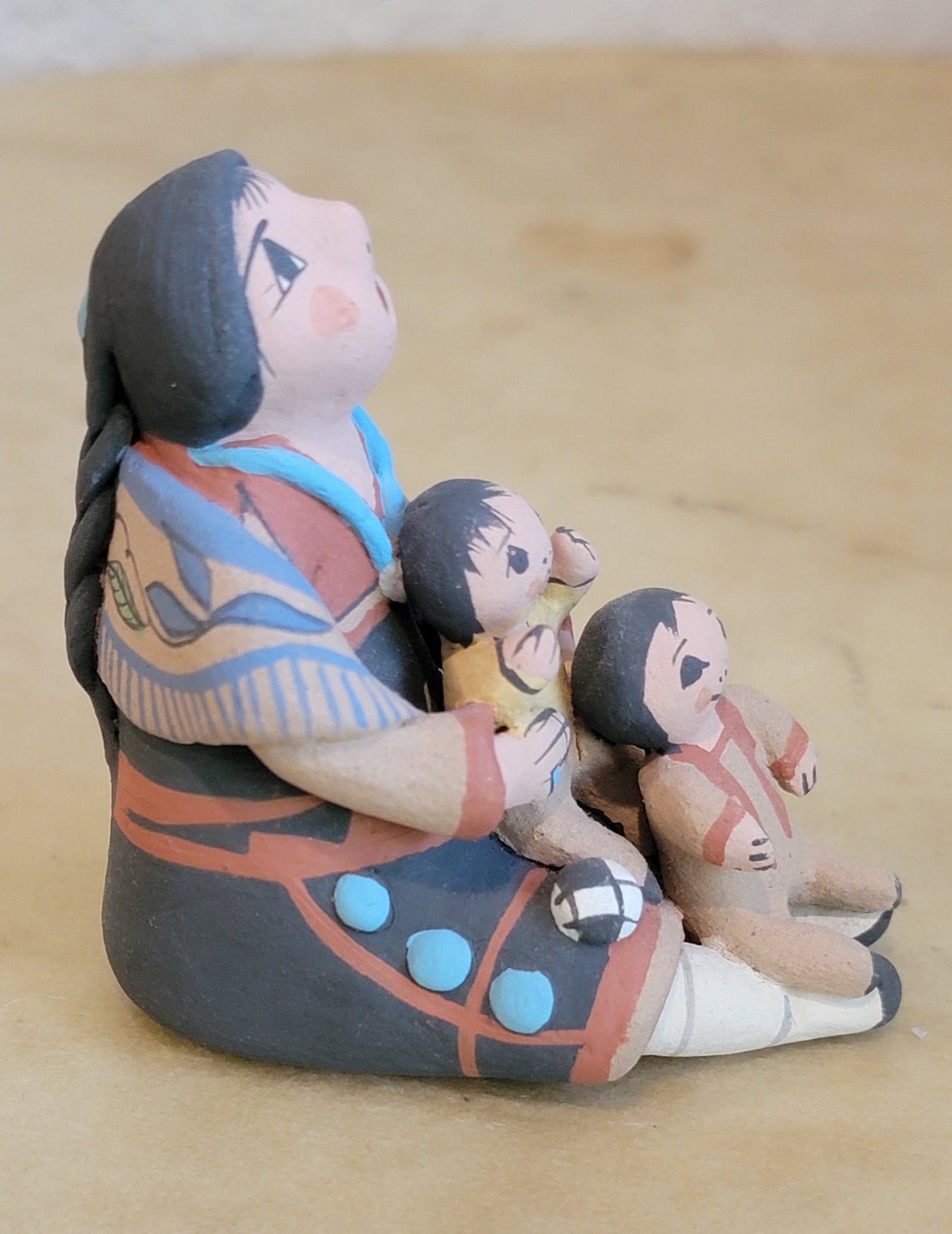 Mary Lucero Jemez Storyteller w/ 2 Children and Soccer Ball Pueblo Pottery