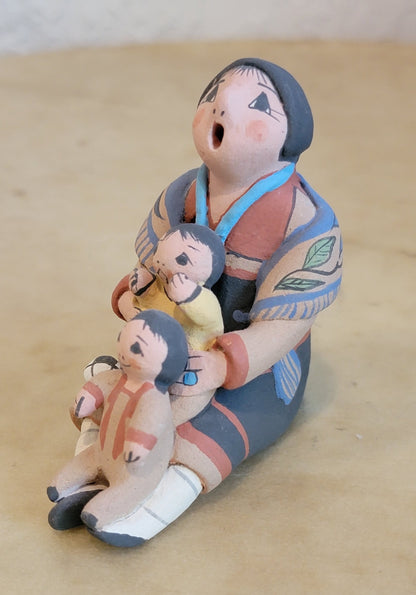 Mary Lucero Jemez Storyteller w/ 2 Children and Soccer Ball Pueblo Pottery