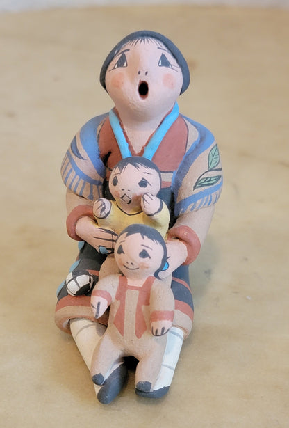 Mary Lucero Jemez Storyteller w/ 2 Children and Soccer Ball Pueblo Pottery