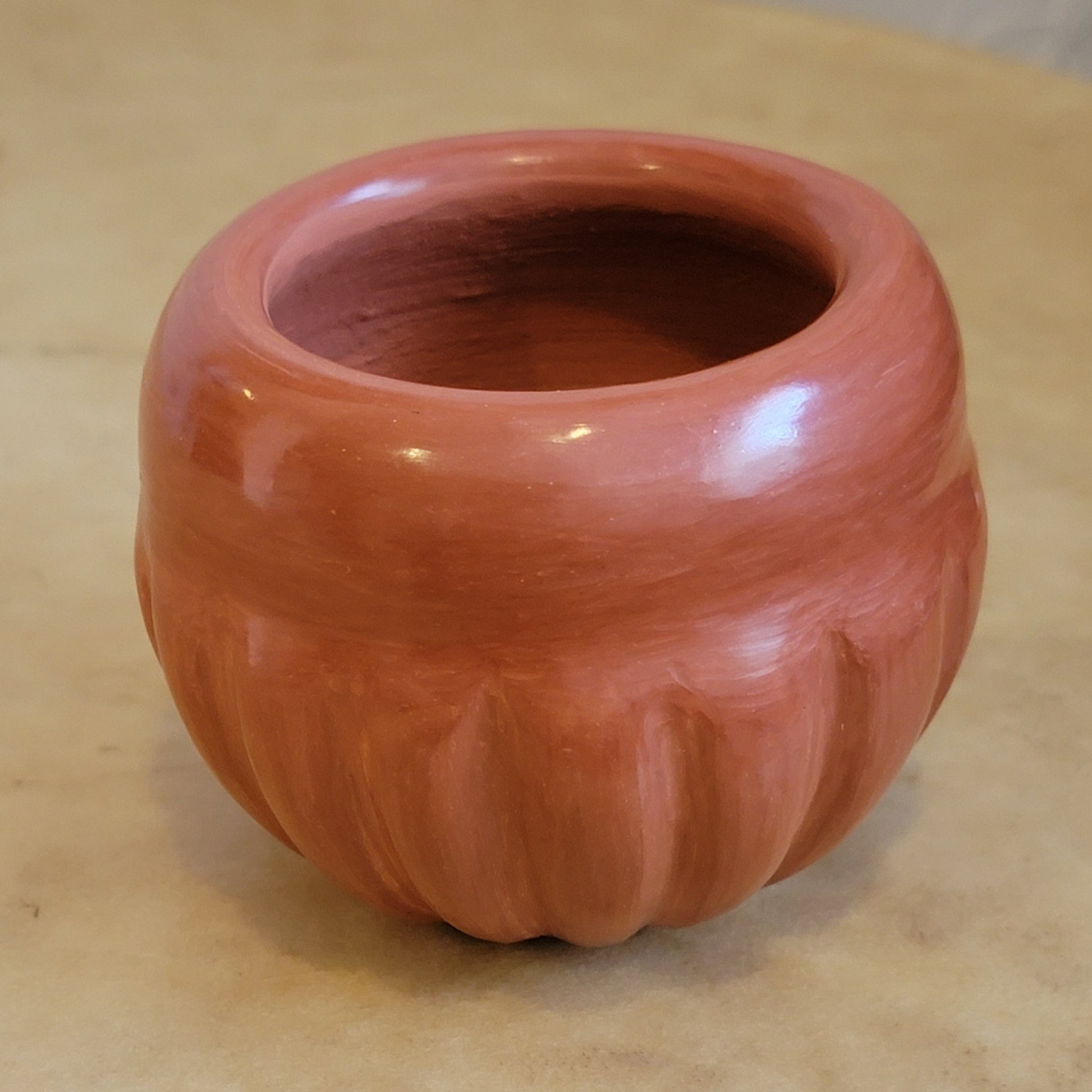 Pauline Marie Santa Clara Pueblo Redware melon bowl Indian Pottery