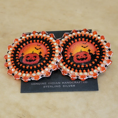 Sarah Yatsattie Zuni Beaded FUN Halloween Earrings Indian Jewelry