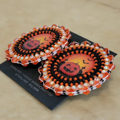 Sarah Yatsattie Zuni Beaded FUN Halloween Earrings Indian Jewelry