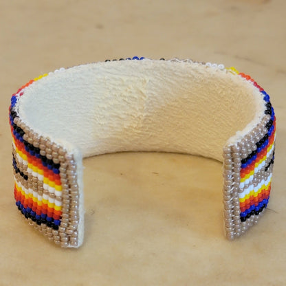 Zane Johnson Beaded Bracelet Navajo Fire Colors Indian Beadwork