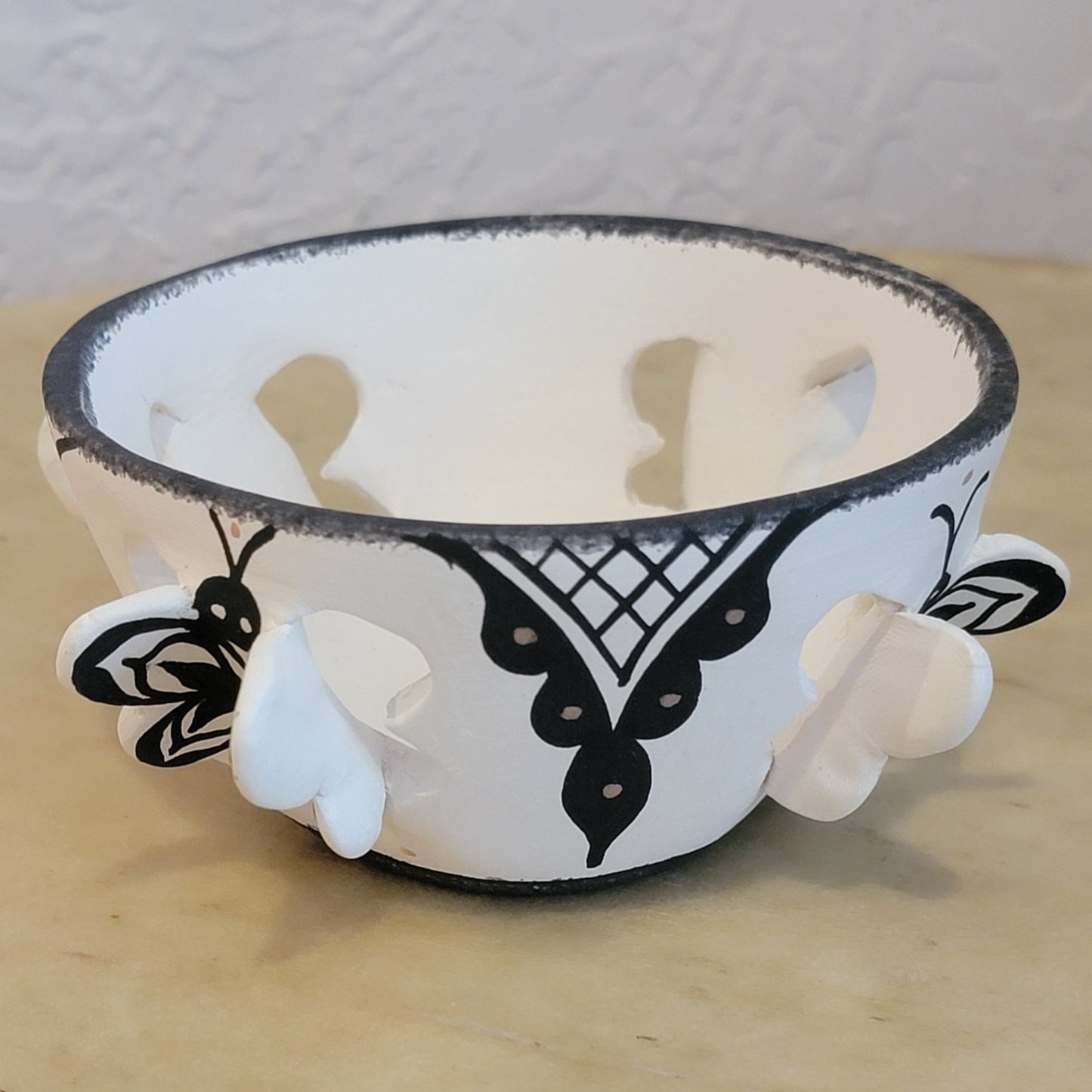 Darla Westika Zuni Black on White w/Butterflies Zuni Pueblo Pottery