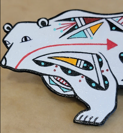 Hand Carved and Painted Wooden  Bear Magnet Zuni Fetish