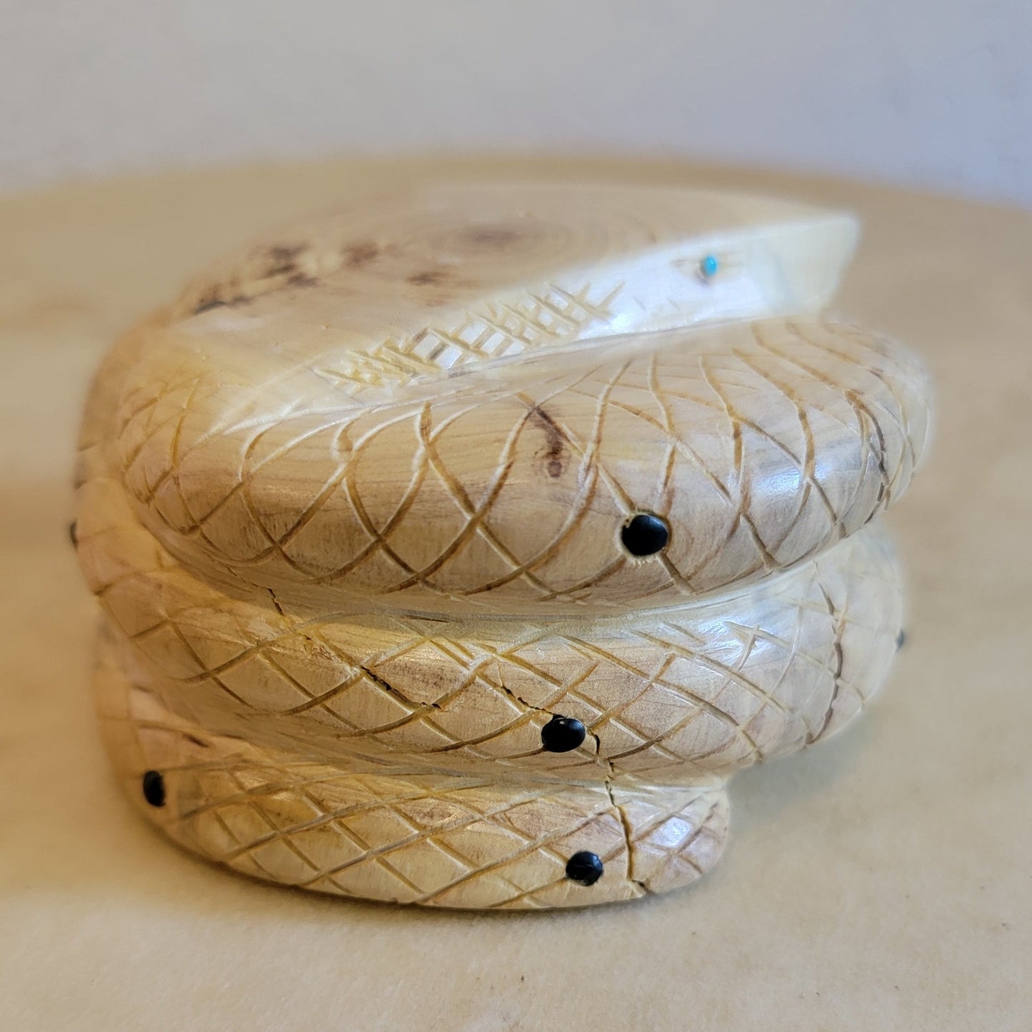 Gilbert Lonjose Huge Wooden "Diamond Back" Rattle Snake Zuni Fetish