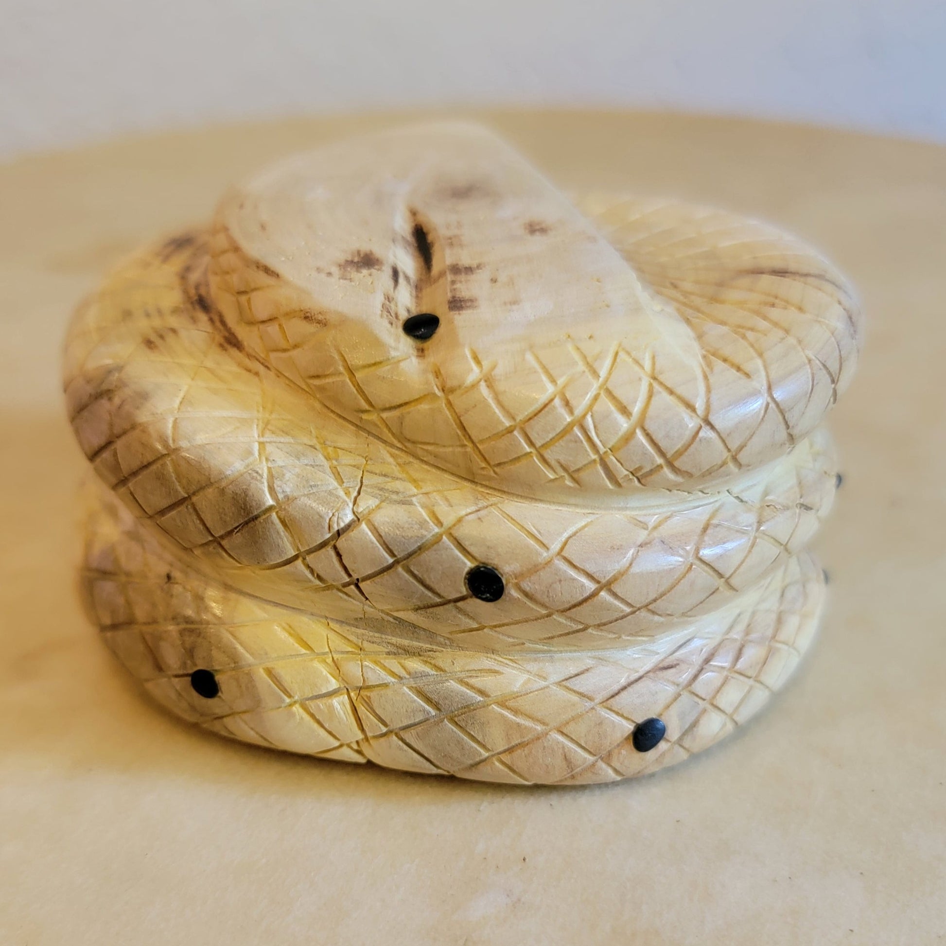 Gilbert Lonjose Huge Wooden "Diamond Back" Rattle Snake Zuni Fetish