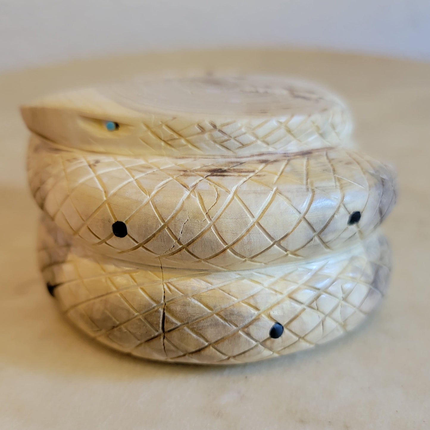 Wooden "Diamond Back" Rattle Snake Zuni Fetish