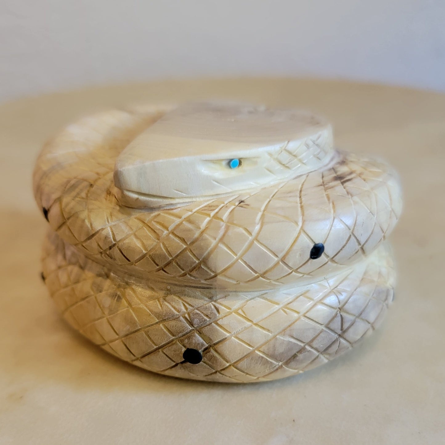 Gilbert Lonjose Huge Wooden "Diamond Back" Rattle Snake Zuni Fetish