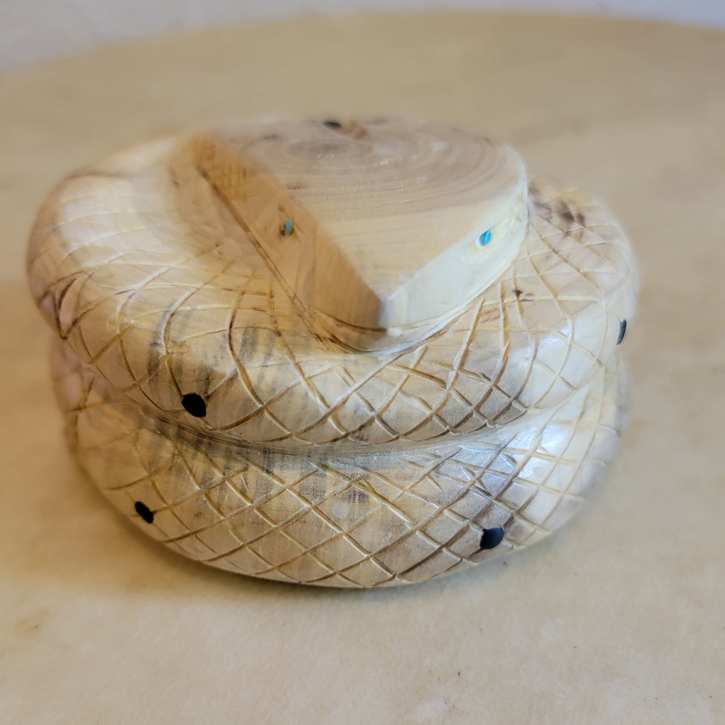 Wooden "Diamond Back" Rattle Snake Zuni Fetish