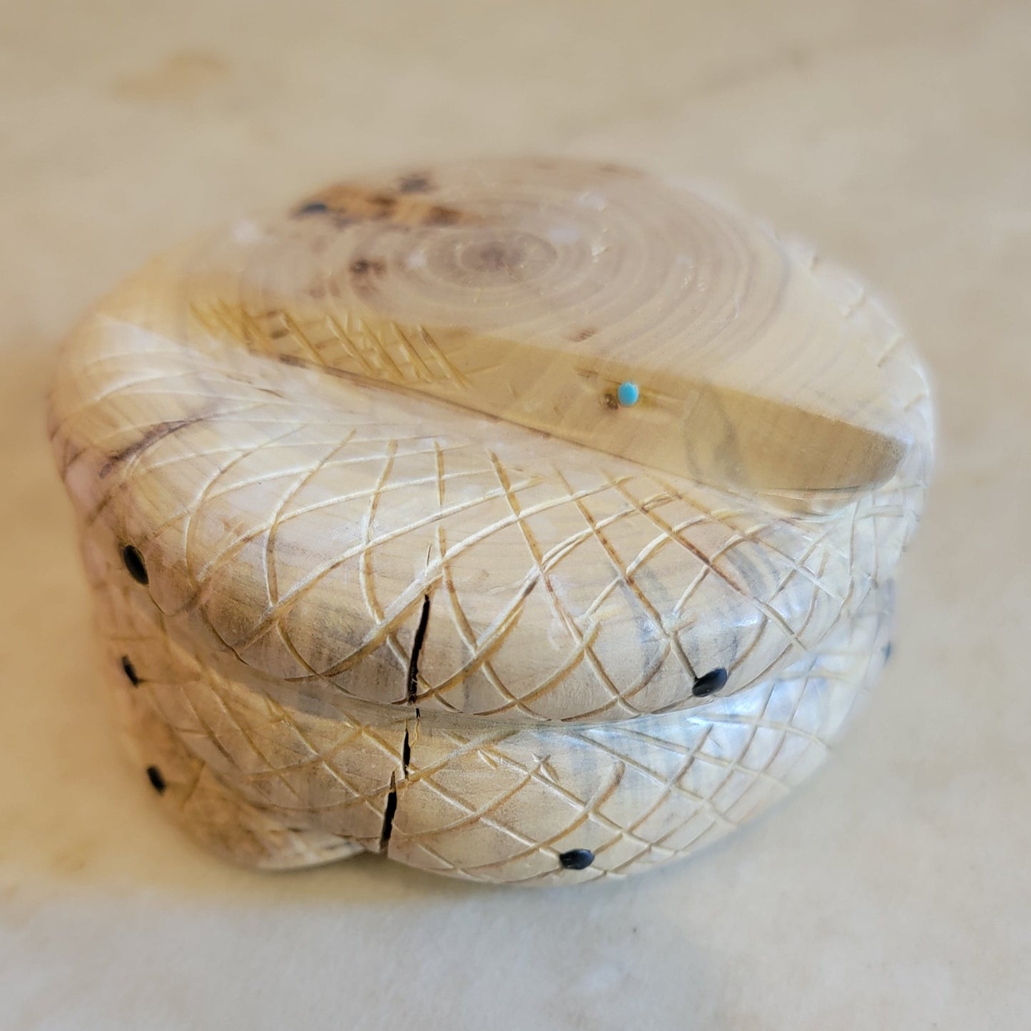 Wooden "Diamond Back" Rattle Snake Zuni Fetish