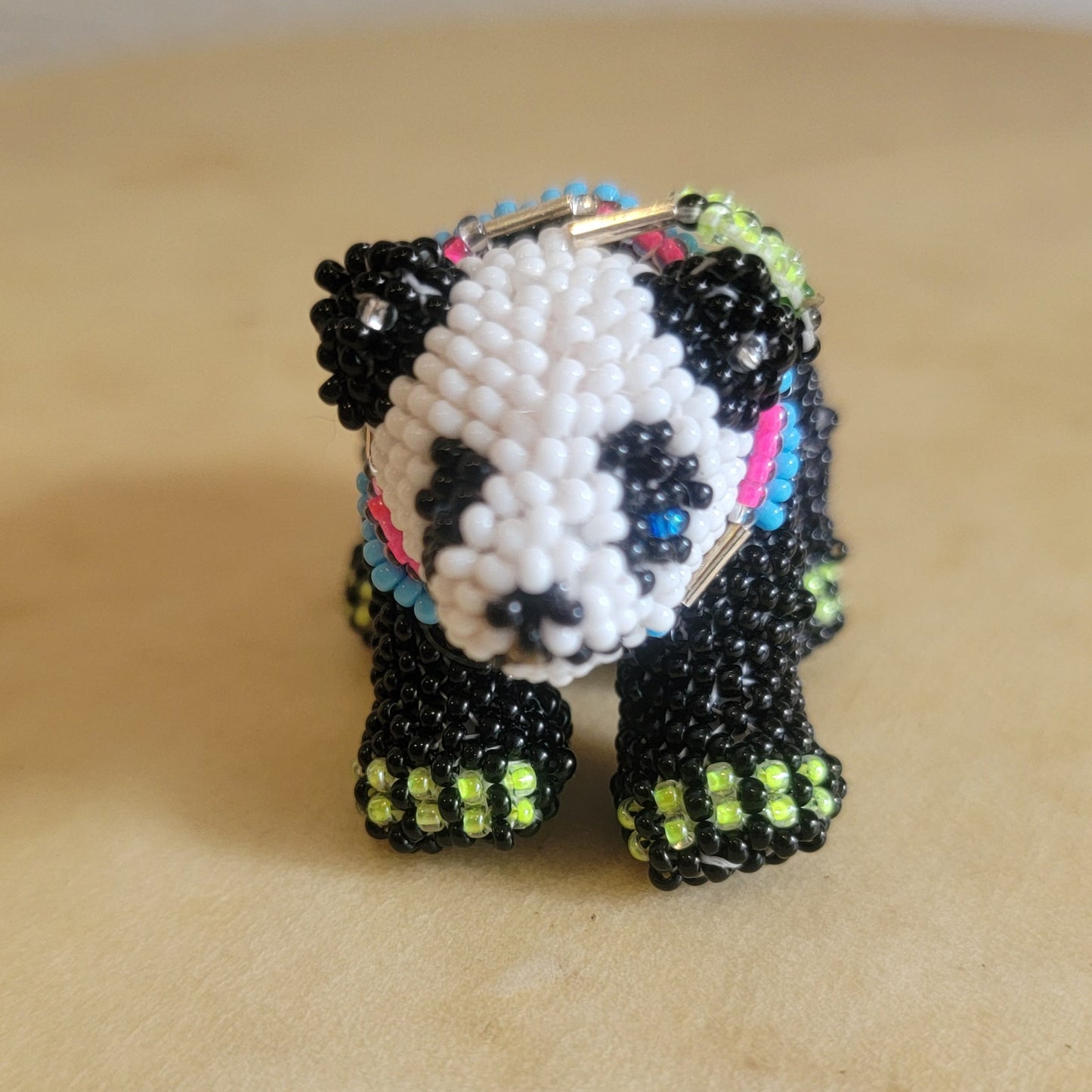 Faron Gahachu Pueblo Fully Beaded Panda Bear Indian Beadwork