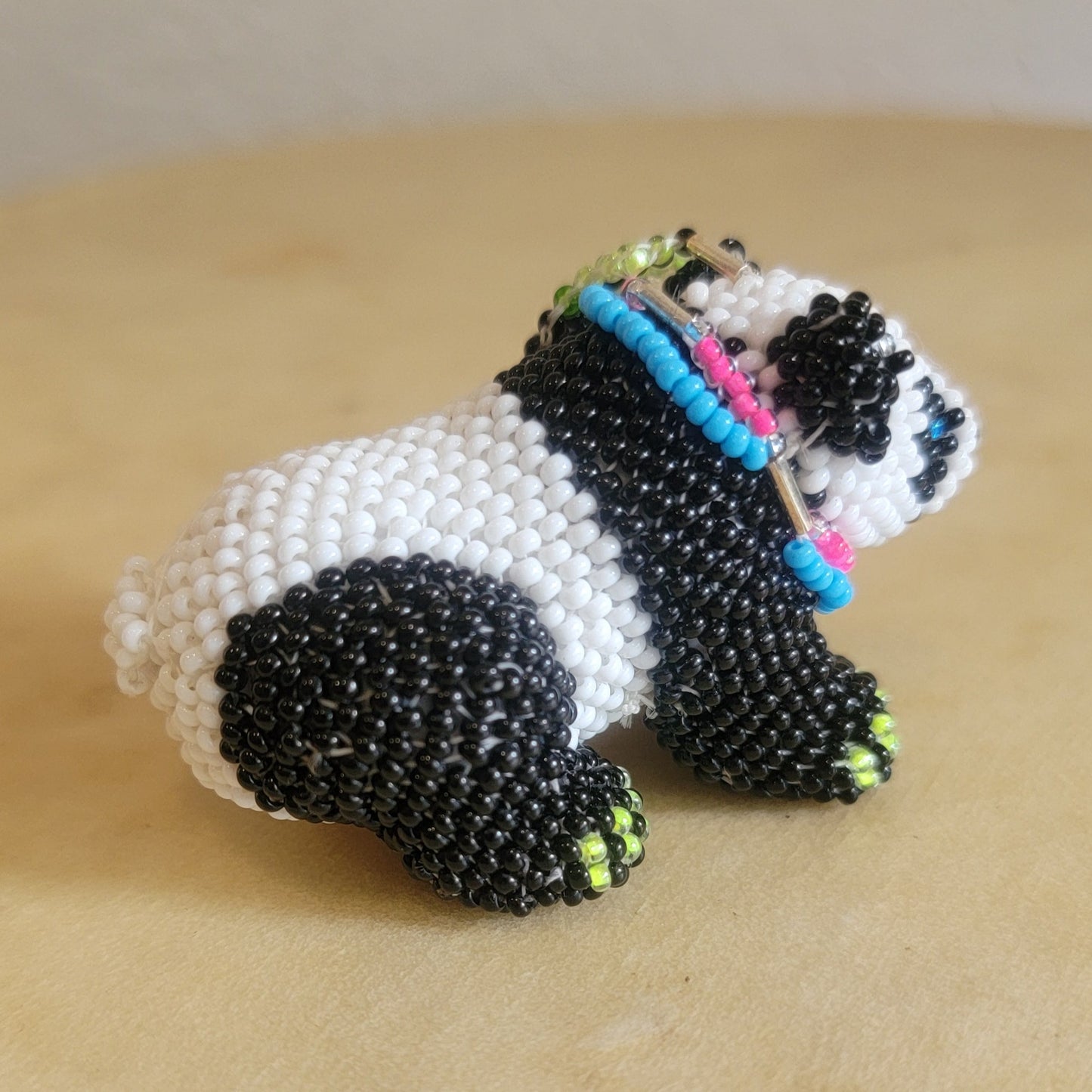 Faron Gahachu Pueblo Fully Beaded Panda Bear Indian Beadwork