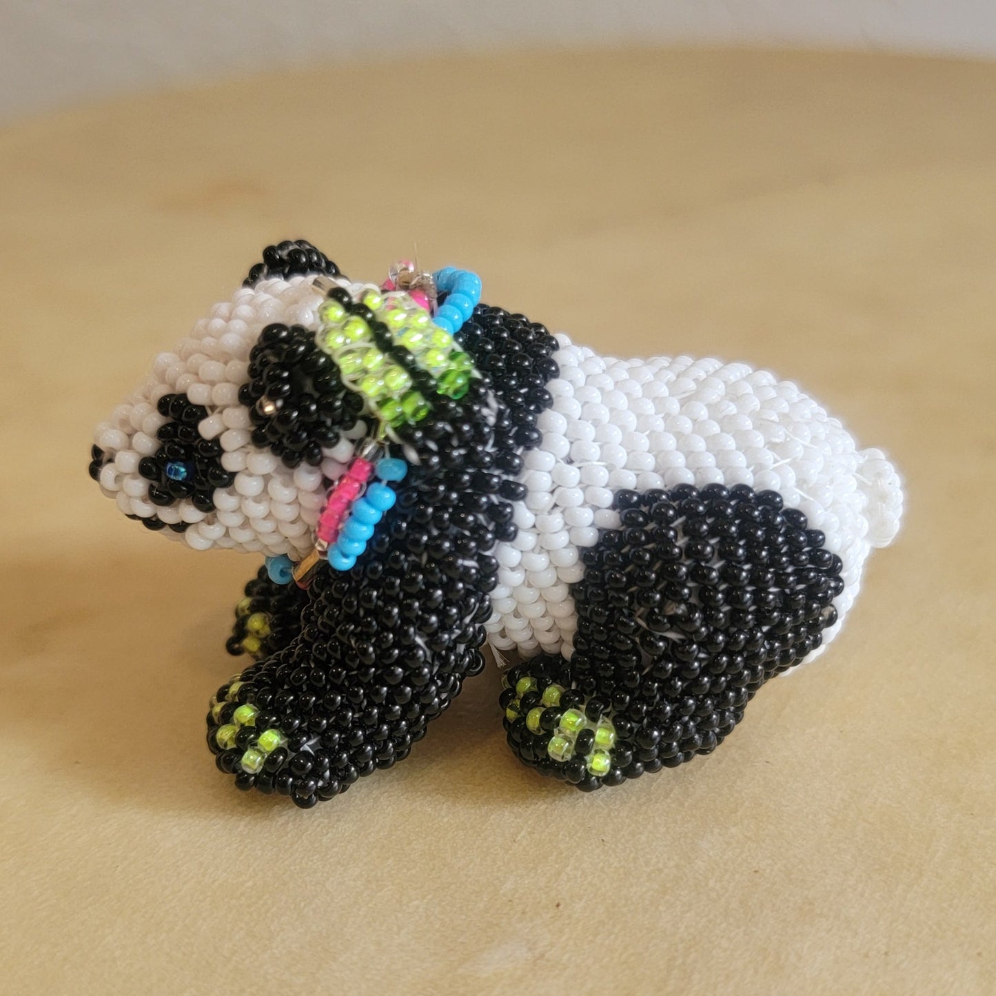 Faron Gahachu Pueblo Fully Beaded Panda Bear Indian Beadwork