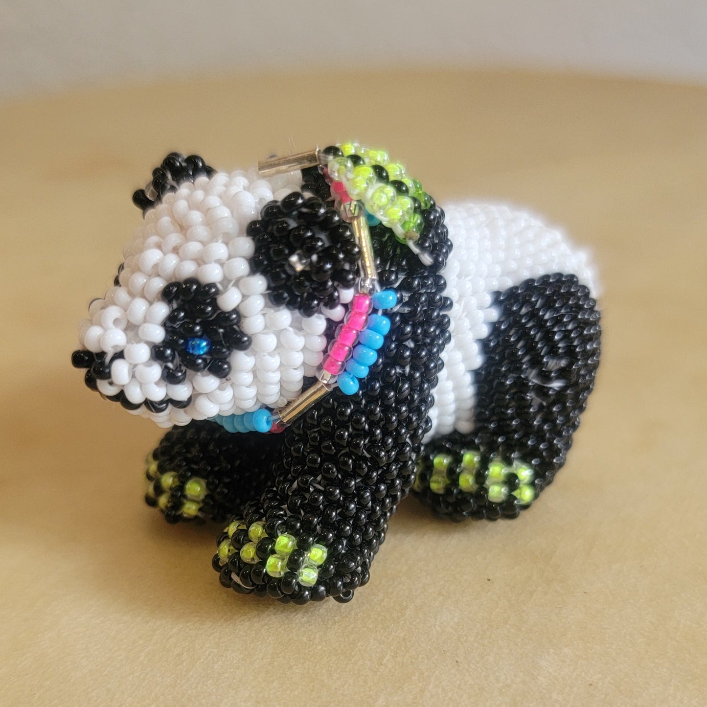 Faron Gahachu Pueblo Fully Beaded Panda Bear Indian Beadwork