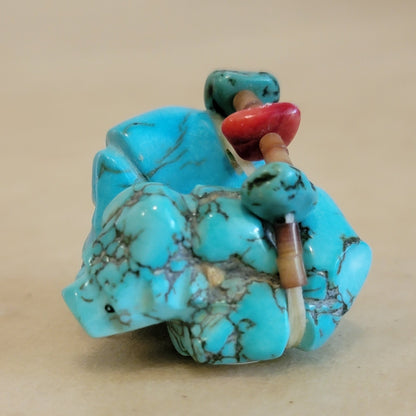 Double Turquoise Nugget Bears Zuni Fetish