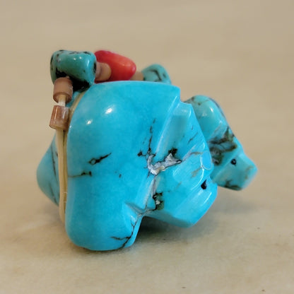 Double Turquoise Nugget Bears Zuni Fetish